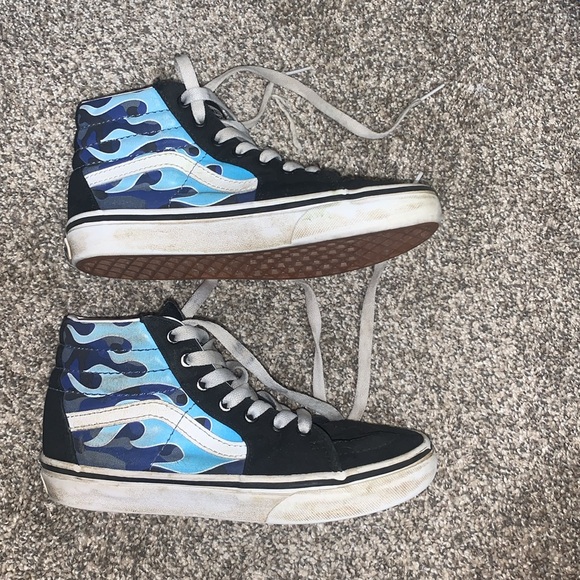 Vans blue flames high tops size 2 - Picture 2 of 5
